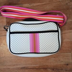 Stylish White and Pink Polka Dot Women's Bag